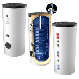 Emailliere Trink-, Warmwasserspeicher mit 2 elliptische Wärmetauschern