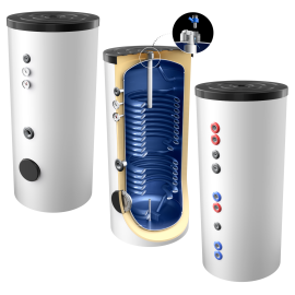 Emaillierte Trink-, Warmwasserspeicher mit 2 elliptische Wärmetauschern