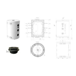 95L SHWT® EPS Edelstahl Pufferspeicher / Warmwasserspeicher 8 Bar - WP R290 ready