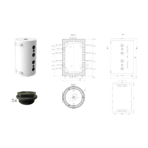 120L SHWT® EPS Edelstahl Pufferspeicher / Warmwasserspeicher 8 Bar - WP R290 ready