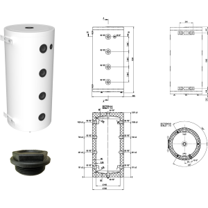 160 L Wärmepumpen-Pufferspeicher, wandhängend oder bodenstehend, mit Isolierung und Zubehörteilen. inkl. Versand